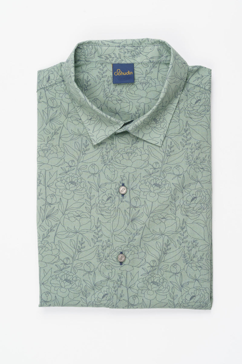 Shirt Cambric - Flurin Pastel Green