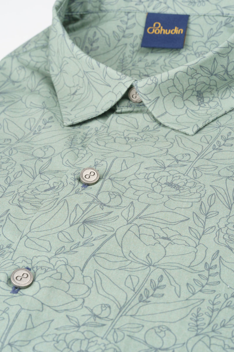 Shirt Cambric - Flurin Pastel Green